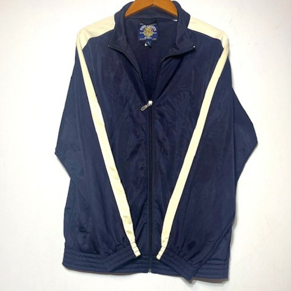 Steve and Barry's‎ Outfitters Men's Navy Collared Full Zip Track Jacket Sz L